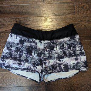 MPG Ladies Athletic Jogger Short Rear Pocket Black Floral Pattern- Small